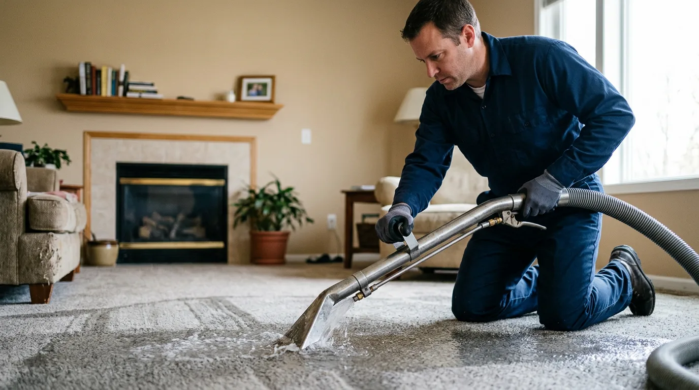 Water damage restoration technician working near Charmco, WV